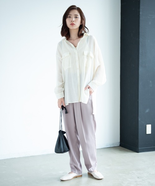 Aunt Marie's（アントマリーズ）の「AUNT MARIE'S シアーロングスリーブシャツ（シャツ/ブラウス・レディース・ブラック/ベージュ/ライトグリーン/ナチュラル・FREE）」の20枚目の写真