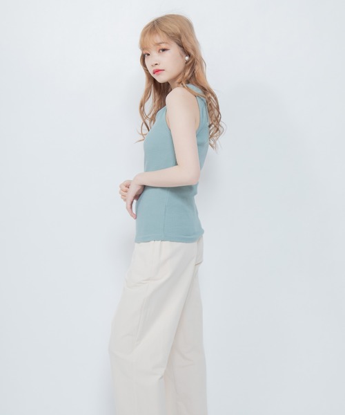 Mysa&Liina（ミーサリーナ）の「ショルダーデザインタンク（タンクトップ・レディース・ブラック/グレイッシュベージュ/アイボリー/ミント・M）」の7枚目の写真