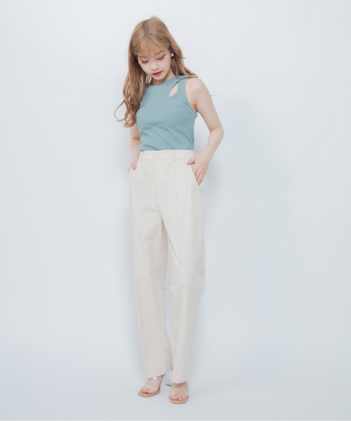 Mysa&Liina（ミーサリーナ）の「ショルダーデザインタンク（タンクトップ・レディース・ブラック/グレイッシュベージュ/アイボリー/ミント・M）」の8枚目の写真