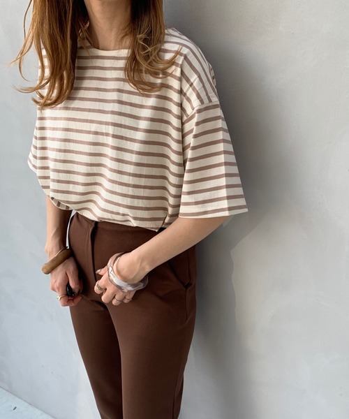 LE MORE(リモア)の「ボーダールーズTEE(Tシャツ/カットソー・レディース・ベージュ/サックスブルー/ミント・FREE)」の11枚目の写真