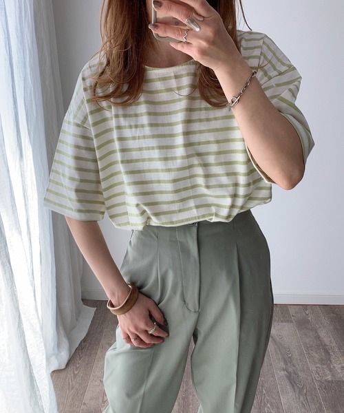 LE MORE(リモア)の「ボーダールーズTEE(Tシャツ/カットソー・レディース・ベージュ/サックスブルー/ミント・FREE)」の18枚目の写真