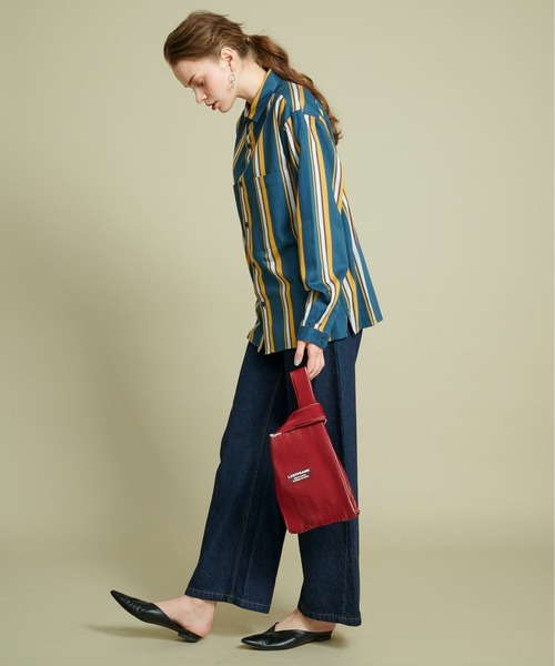 LASTFRAME（ラストフレーム）の「【LASTFRAME(ラストフレーム)】レザーストラップ付2トーンマーケットバッグ　L320001-1（ショルダーバッグ・レディース・レッド/ピンク/グリーン・FREE）」の4枚目の写真