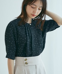 【防シワ】【2WAY】フロントタック5分袖ブラウス