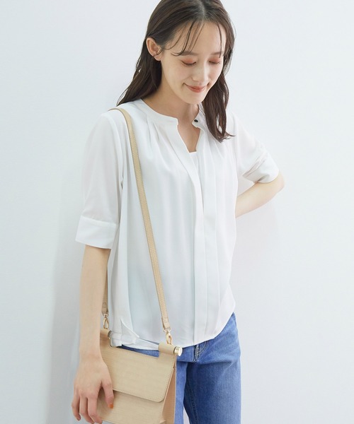 【EASYCARE】【新色追加】2WAYフロントタックブラウス
