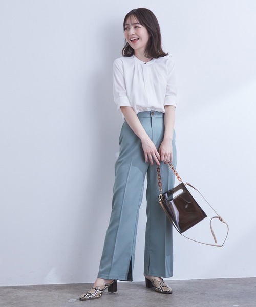 【EASYCARE】【新色追加】2WAYフロントタックブラウス