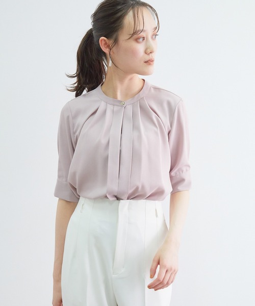 【EASYCARE】【新色追加】2WAYフロントタックブラウス