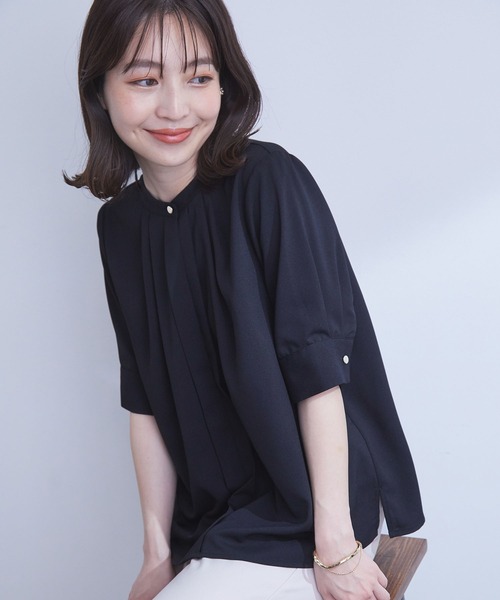 【EASYCARE】【新色追加】2WAYフロントタックブラウス
