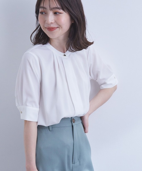 【EASYCARE】【新色追加】2WAYフロントタックブラウス