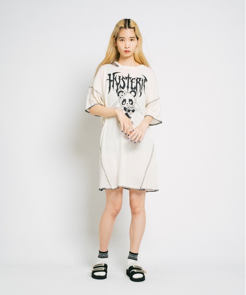 ヒステリックグラマー綿ニット✖️スエットプルオーバー HYSTERIC GLAMOUR（ヒステリックグラマー）の「HYS WOMAN編込