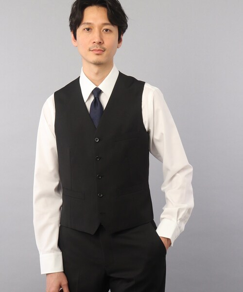 TAKEO KIKUCHI(タケオキクチ)の「【Sサイズ~】サージ ベスト(スーツベスト・メンズ・ブラック/ダークネイビー・01/02/03/04/05)」の2枚目の写真