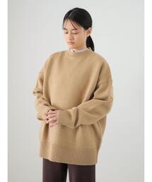 クルーネックざっくりニットプルオーバー *