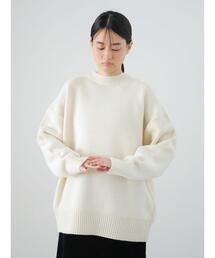 クルーネックざっくりニットプルオーバー *