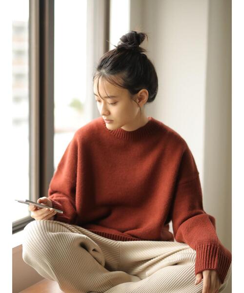 AMERICAN HOLIC（アメリカンホリック）の「クルーネックざっくりニットプルオーバー　＊（ニット/セーター・レディース・テラコッタ/ベージュ/グレー系その他/アイボリー/ブラック・M/L）」の4枚目の写真