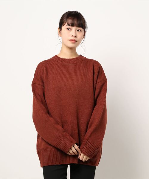 AMERICAN HOLIC（アメリカンホリック）の「クルーネックざっくりニットプルオーバー　＊（ニット/セーター・レディース・テラコッタ/ベージュ/グレー系その他/アイボリー/ブラック・M/L）」の7枚目の写真