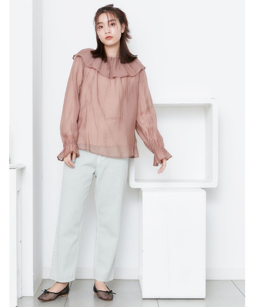 POU DOU DOU（プードゥドゥ）の「シアーラッフルカラー2wayブラウス（シャツ/ブラウス・レディース・モカ/ライトグレー/ブラック・3）」の9枚目の写真