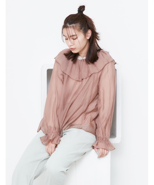 POU DOU DOU（プードゥドゥ）の「シアーラッフルカラー2wayブラウス（シャツ/ブラウス・レディース・モカ/ライトグレー/ブラック・3）」の12枚目の写真