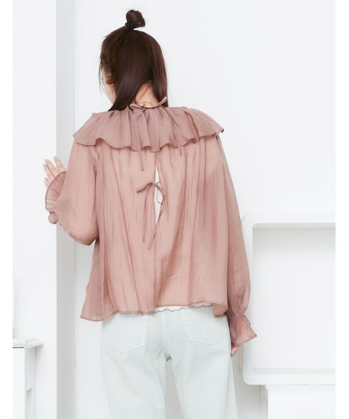 POU DOU DOU（プードゥドゥ）の「シアーラッフルカラー2wayブラウス（シャツ/ブラウス・レディース・モカ/ライトグレー/ブラック・3）」の13枚目の写真