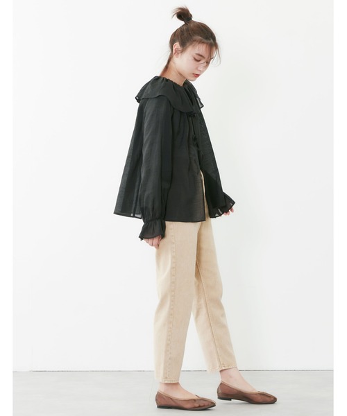 POU DOU DOU（プードゥドゥ）の「シアーラッフルカラー2wayブラウス（シャツ/ブラウス・レディース・モカ/ライトグレー/ブラック・3）」の15枚目の写真