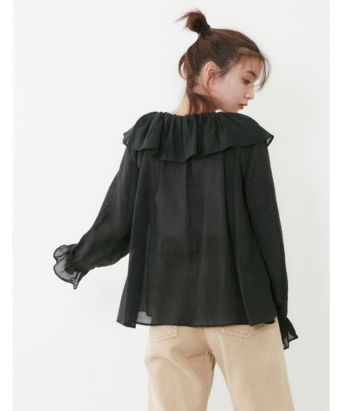 POU DOU DOU（プードゥドゥ）の「シアーラッフルカラー2wayブラウス（シャツ/ブラウス・レディース・モカ/ライトグレー/ブラック・3）」の18枚目の写真