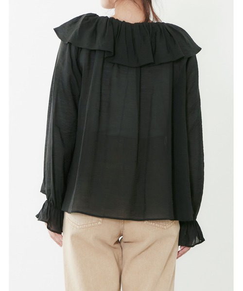 POU DOU DOU（プードゥドゥ）の「シアーラッフルカラー2wayブラウス（シャツ/ブラウス・レディース・モカ/ライトグレー/ブラック・3）」の20枚目の写真