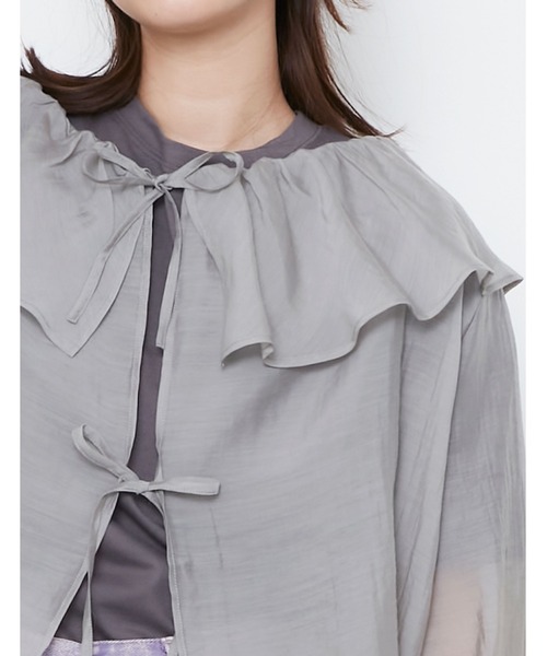 POU DOU DOU（プードゥドゥ）の「シアーラッフルカラー2wayブラウス（シャツ/ブラウス・レディース・モカ/ライトグレー/ブラック・3）」の21枚目の写真