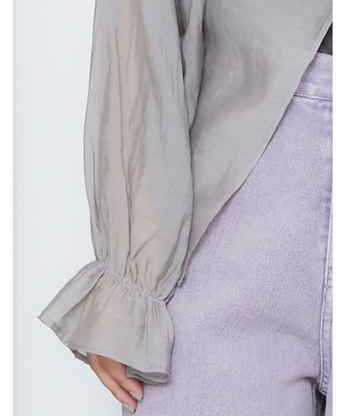 POU DOU DOU（プードゥドゥ）の「シアーラッフルカラー2wayブラウス（シャツ/ブラウス・レディース・モカ/ライトグレー/ブラック・3）」の22枚目の写真