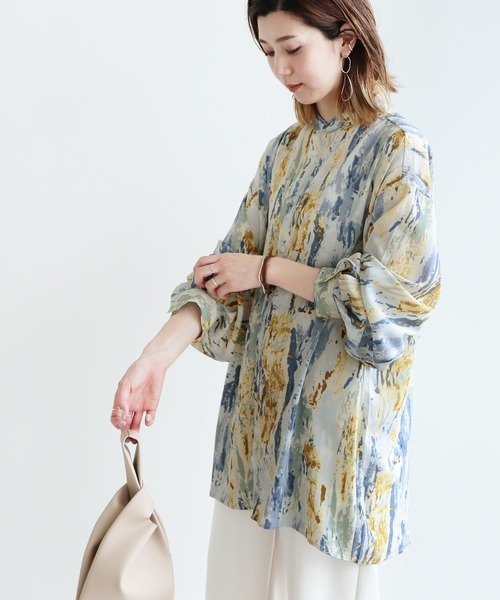 reca（レカ）の「ジョーゼットペイント柄プリントビッグシャツ（シャツ/ブラウス・レディース・ブルー/グリーン・M）」の8枚目の写真