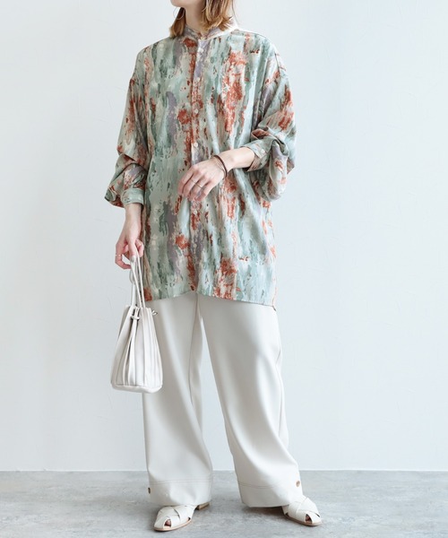reca（レカ）の「ジョーゼットペイント柄プリントビッグシャツ（シャツ/ブラウス・レディース・ブルー/グリーン・M）」の16枚目の写真