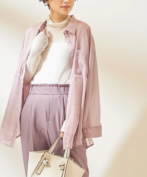 &. NOSTALGIA（アンドドットノスタルジア）の「シャイニーシアーシャツ（シャツ/ブラウス・レディース・パープル/グリーン/イエロー/ブルーパープル/アイボリー/ベージュ/バーガンディー/ブルーグレー・FREE）」の16枚目の写真