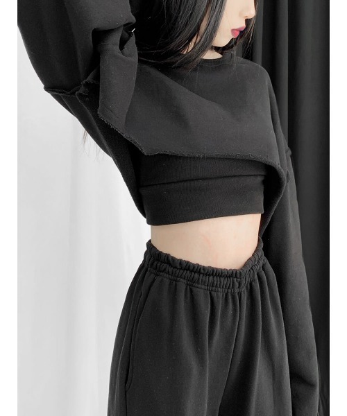 LVEU.（ラブユ.）の「Cut-off sweat bratop set / カットオフスウェットキャミセット（スウェット・レディース・ブラック/グレー・FREE）」の10枚目の写真