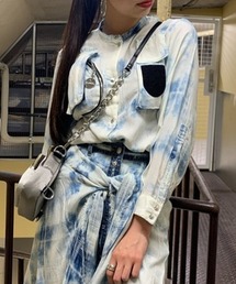 DIESEL | レディース シャツ ブリーチ チェック パッチ ジップ(シャツ/ブラウス)