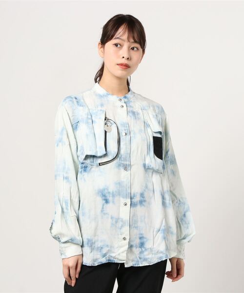 DIESEL（ディーゼル）の「レディース シャツ ブリーチ チェック パッチ ジップ（シャツ/ブラウス・レディース・インディゴブルー・SMALL/X-SMALL/XX-SMALL/MEDIUM）」の3枚目の写真