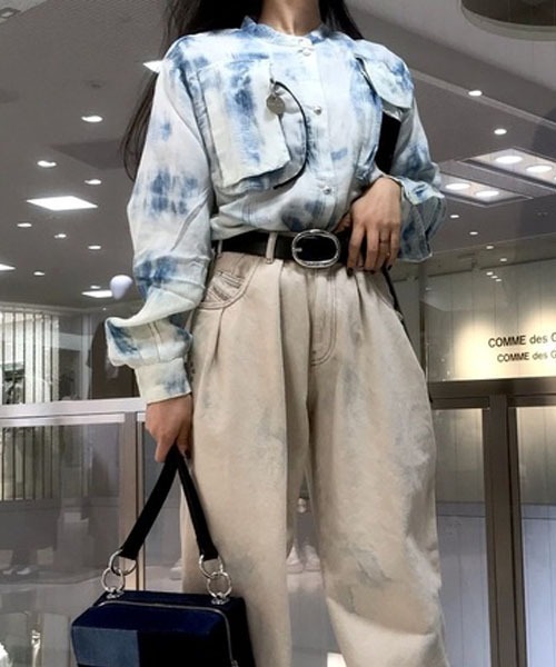 DIESEL（ディーゼル）の「レディース シャツ ブリーチ チェック パッチ ジップ（シャツ/ブラウス・レディース・インディゴブルー・SMALL/X-SMALL/XX-SMALL/MEDIUM）」の6枚目の写真