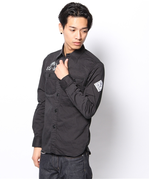 HYSTERIC GLAMOUR（ヒステリックグラマー）の「US STENCIL pt 長袖ミリタリーSH（シャツ/ブラウス・メンズ・グリーン系カモフラージュ/チャコールグレー/カーキ・LARGE/MEDIUM/SMALL）」の2枚目の写真