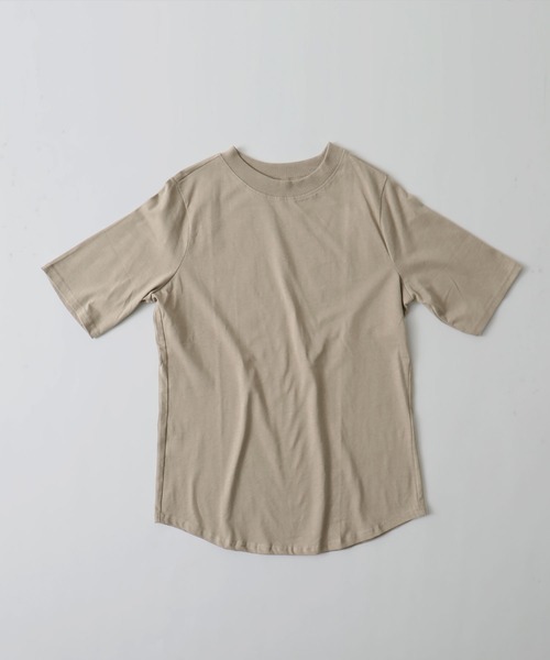 etoll.（エトル）の「モックネック半袖Tシャツ（Tシャツ/カットソー・レディース・オフホワイト/モカ/ブラック/グレイッシュベージュ・3L/L/4L/LL/M）」の9枚目の写真