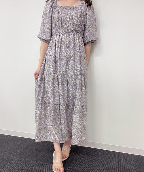 セール 花柄シャーリングティアード ワンピース ワンピース Ingni イング のファッション通販 Zozotown