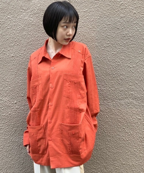 Kastane（カスタネ）の「【WHIMSIC】グアヤベーラ/キューバシャツ（シャツ/ブラウス・レディース・ホワイト/オレンジ・FREE）」の3枚目の写真