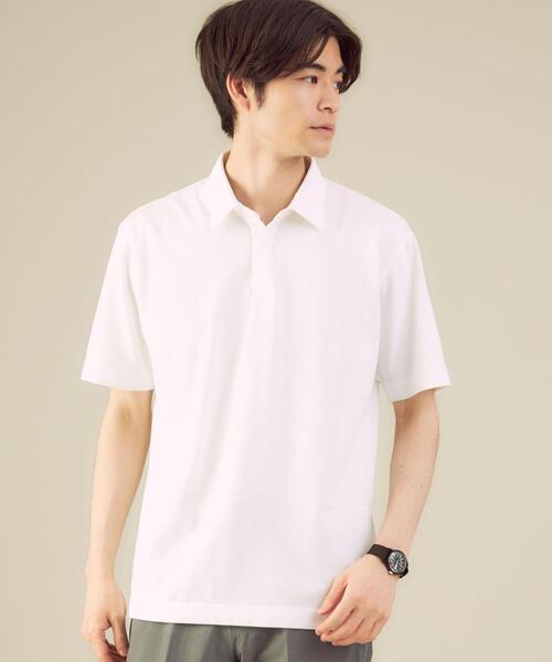 WORK TRIP OUTFITS GREEN LABEL RELAXING(ワークトリップアウトフィッツグリーンレーベル リラクシング)の「< 機能 / 抗菌 > WTO Clean スナップボタン ポロシャツ(ポロシャツ・メンズ・ホワイト/モカ/ブラック・X-LARGE/MEDIUM/SMALL/LARGE)」の1枚目の写真