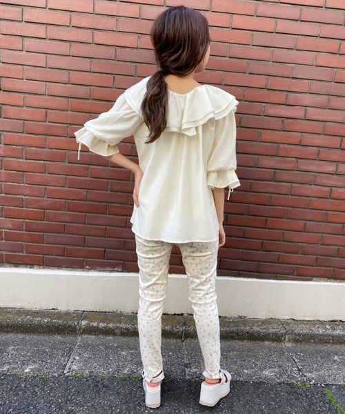 one after another NICE CLAUP(ワンアフターアナザーナイスクラップ)の「ラッフルフリル半袖ブラウス(シャツ/ブラウス・レディース・サックスブルー/アイボリー/ホワイト系その他/ベージュ系その他・FREE)」の15枚目の写真