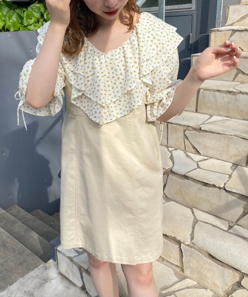 one after another NICE CLAUP(ワンアフターアナザーナイスクラップ)の「ラッフルフリル半袖ブラウス(シャツ/ブラウス・レディース・サックスブルー/アイボリー/ホワイト系その他/ベージュ系その他・FREE)」の20枚目の写真