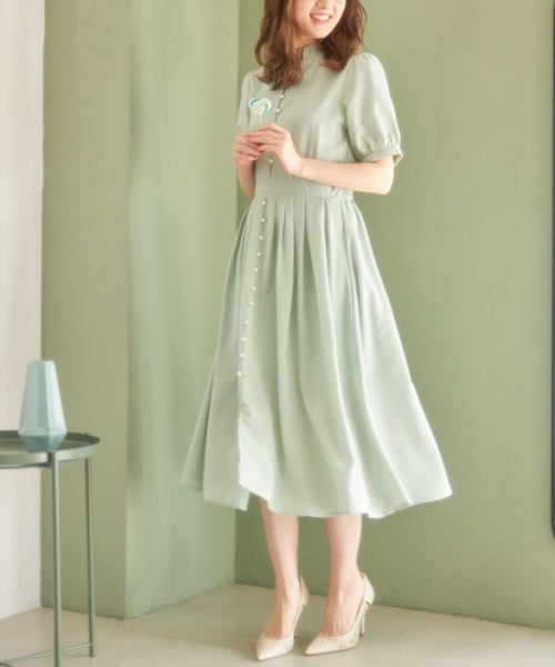 tocco closet(トッコ クローゼット)の「パール付きスキッパーデザインワンピース(ワンピース・レディース・ネイビー/ミント/グレイッシュベージュ・M)」の12枚目の写真