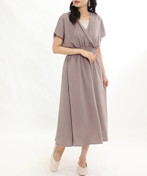 TRUDEA（トルディア）の「リネンライクカシュクールワンピース（ワンピース・レディース・ブルー/ブラック×ホワイト/グレイッシュベージュ・MEDIUM/LARGE）」の22枚目の写真