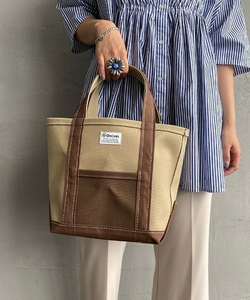 ORCIVAL（オーシバル）の「【FUDGE 10月号掲載】[ORCIVAL/オーシバル] 別注 キャンバストートバッグ（トートバッグ・レディース・ライトカーキ/アイボリー・ONE SIZE）」の11枚目の写真