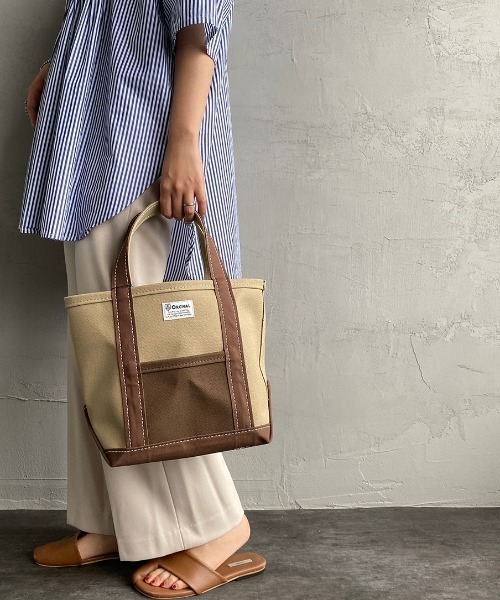 ORCIVAL（オーシバル）の「【FUDGE 10月号掲載】[ORCIVAL/オーシバル] 別注 キャンバストートバッグ（トートバッグ・レディース・ライトカーキ/アイボリー・ONE SIZE）」の10枚目の写真