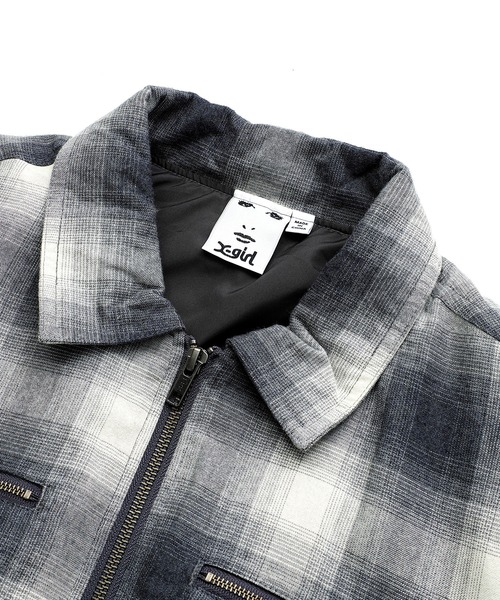 X-girl（エックスガール）の「OMBRE PLAID JACKET（ブルゾン・レディース・ブラック/ブラウン・S/M）」の10枚目の写真