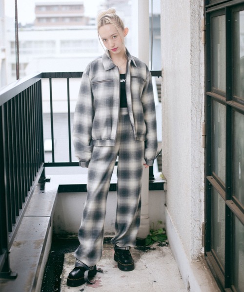 X-girl（エックスガール）の「OMBRE PLAID JACKET（ブルゾン・レディース・ブラック/ブラウン・S/M）」の16枚目の写真