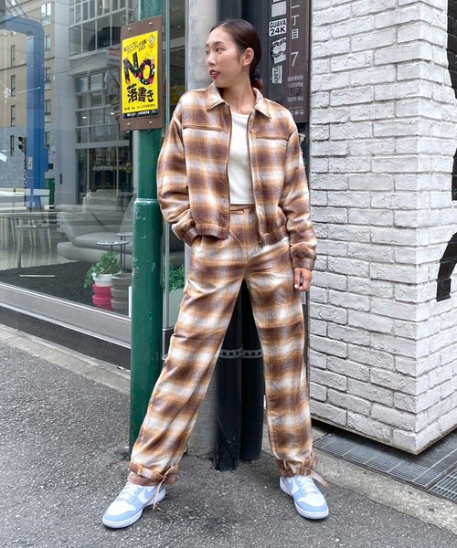X-girl（エックスガール）の「OMBRE PLAID JACKET（ブルゾン・レディース・ブラック/ブラウン・S/M）」の20枚目の写真