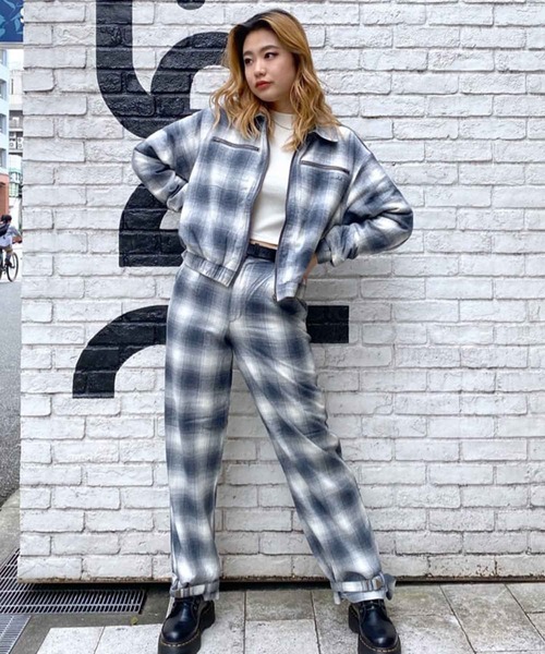 X-girl（エックスガール）の「OMBRE PLAID JACKET（ブルゾン・レディース・ブラック/ブラウン・S/M）」の22枚目の写真