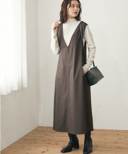 Green　Parks（グリーンパークス）の「2WAY サックワンピース＊（ワンピース・レディース・ブラック/ブラウン・FREE）」の2枚目の写真