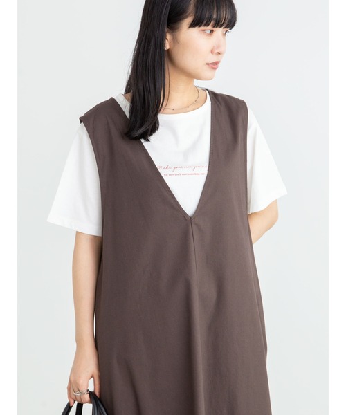 Green　Parks（グリーンパークス）の「2WAY サックワンピース＊（ワンピース・レディース・ブラック/ブラウン・FREE）」の3枚目の写真